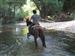Atravesando el rio Ega a caballo